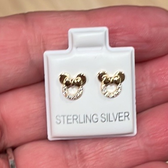 14k gold plated CZ Mouse Bow Earrings - Picture 4 of 9